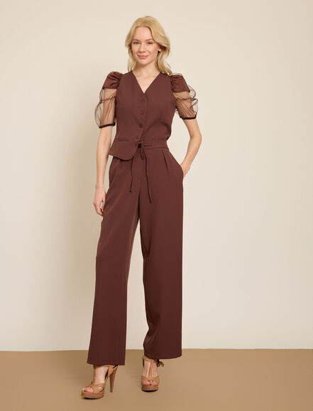 BGN WORKSHOP - ARKA BEL LASTIK DETAYLI GENIS PACA PANTOLON