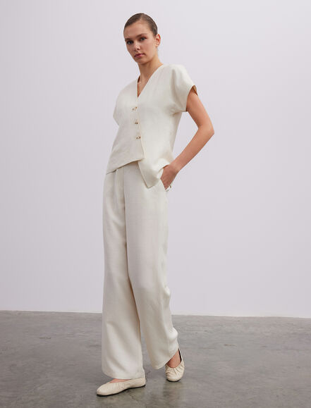 BGN WORKSHOP - Asimetrik Kesim Viskon Keten Yelek