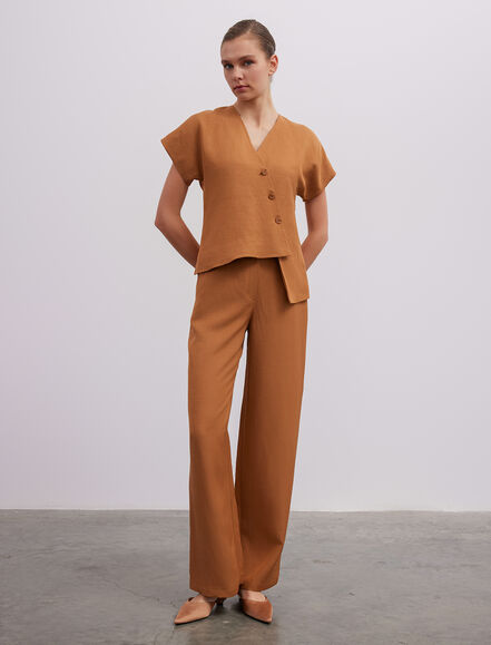 BGN WORKSHOP - Asimetrik Kesim Viskon Keten Yelek