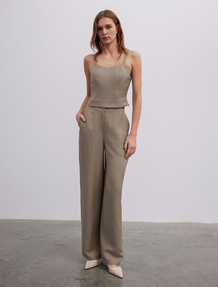 BGN WORKSHOP - Askılı Viskon Keten Bustiyer