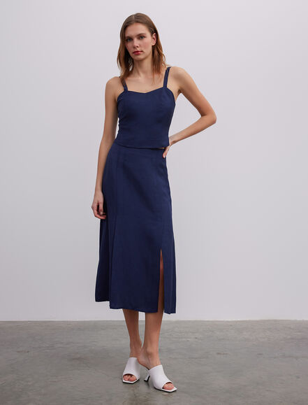 BGN WORKSHOP - Askılı Viskon Keten Bustiyer