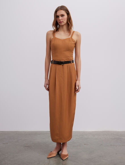 BGN WORKSHOP - Askılı Viskon Keten Bustiyer