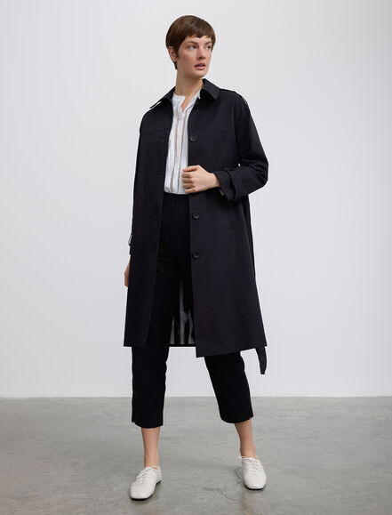 BGN WORKSHOP - Astarı Desenli Midi Boy Pamuk Karışımlı Trençkot