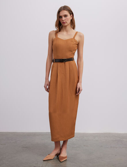 BGN WORKSHOP - Bağcık Detaylı Viskon Keten Etek