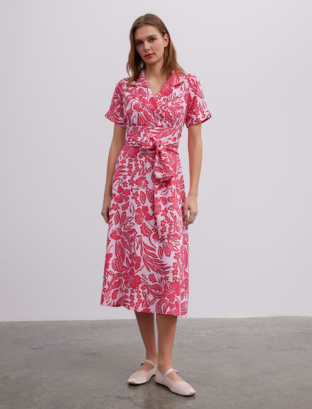 BGN WORKSHOP - Bağlama Detaylı Baskı Desenli Viskon Elbise