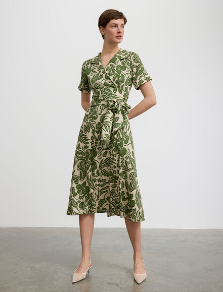 BGN WORKSHOP - Bağlama Detaylı Baskı Desenli Viskon Elbise