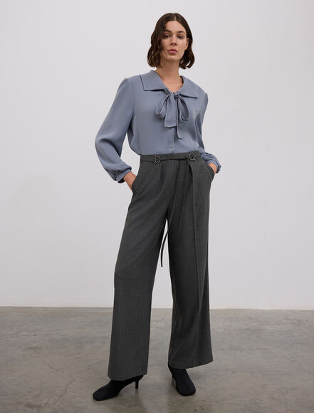 BGN WORKSHOP - BAGLAMA DETAYLI ONLUK YAKA SATEN GOMLEK