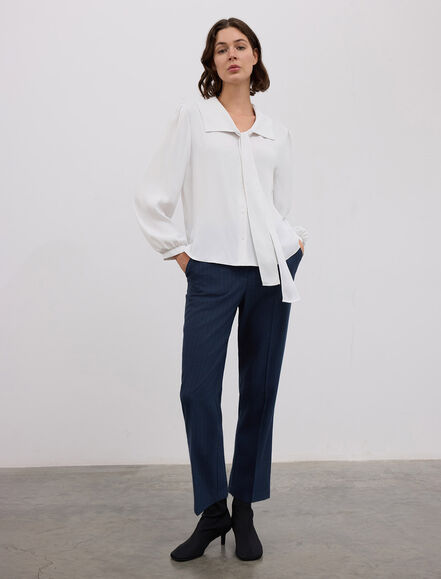 BGN WORKSHOP - BAGLAMA DETAYLI ONLUK YAKA SATEN GOMLEK