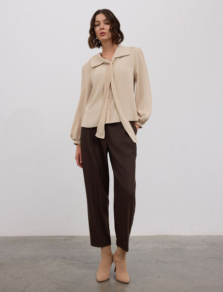 BGN WORKSHOP - BAGLAMA DETAYLI ONLUK YAKA SATEN GOMLEK