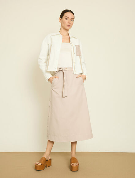 BGN WORKSHOP - BAĞLAMA KUSAKLI GABARDIN MIDI ETEK