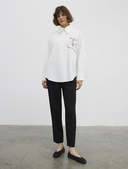 BGN WORKSHOP - BASKI DETAYLI OVERSIZE PAMUK KARISIM GOMLEK