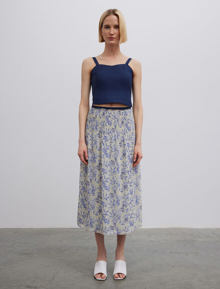 BGN WORKSHOP - Baskılı Piliseli Şifon Etek