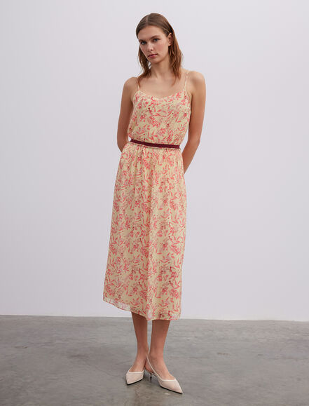 BGN WORKSHOP - Baskılı Piliseli Şifon Etek