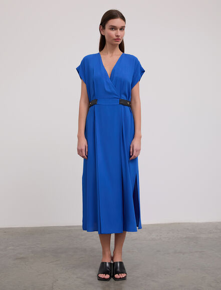 BGN WORKSHOP - Bel Deri Aksesuar Detaylı Viskon Elbise