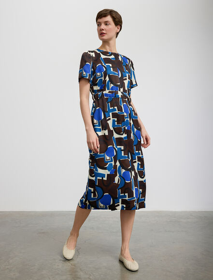 BGN WORKSHOP - Belde Kemer Detaylı Deesenli Viskon Elbise