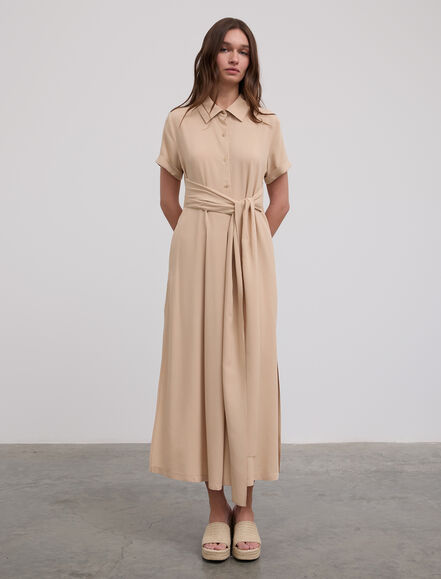 BGN WORKSHOP - Beli Bağlamalı Viskon Elbise