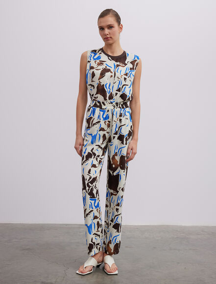 BGN WORKSHOP - Beli Lastikli Desen Baskılı Viskon Pantolon