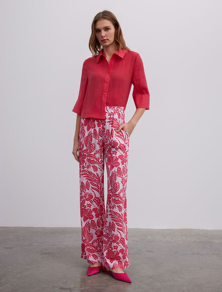 BGN WORKSHOP - Beli Lastikli Desenli Viskon Pantolon