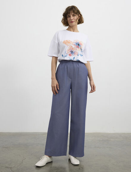 BGN WORKSHOP - BELI LASTIKLI GENIS PACA PAMUK KARISIM PANTOLON