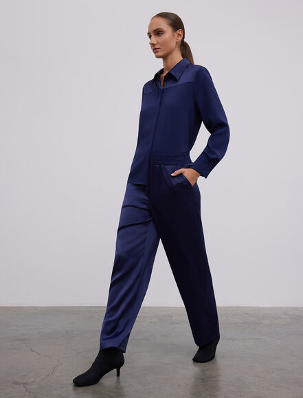 BGN WORKSHOP - BELI LASTIKLI RAHAT KESIM SATEN PANTOLON