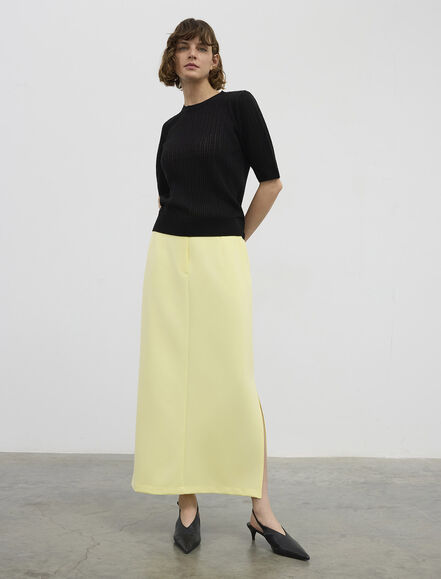 BGN WORKSHOP - BİSİKLET YAKA ÖRGÜ DESENLİ KISA KOLLU KAZAK