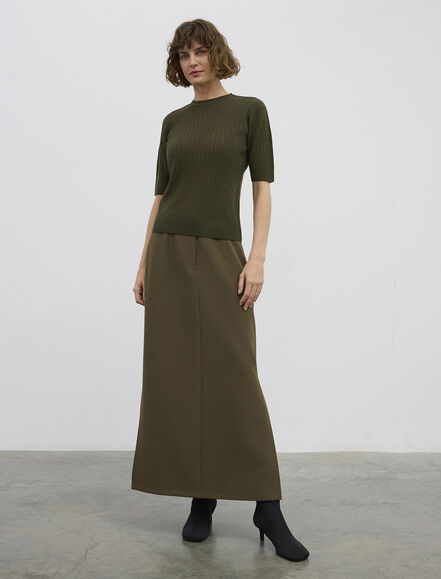 BGN WORKSHOP - BİSİKLET YAKA ÖRGÜ DESENLİ KISA KOLLU KAZAK