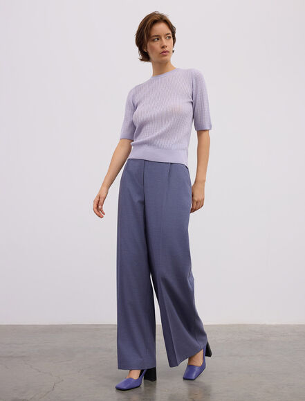 BGN WORKSHOP - BİSİKLET YAKA ÖRGÜ DESENLİ KISA KOLLU KAZAK