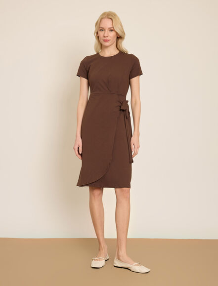 BGN WORKSHOP - BISIKLET YAKA YARIM KOLLU MIDI PAMUKLU ELBISE