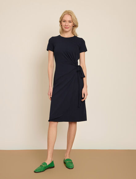 BGN WORKSHOP - BISIKLET YAKA YARIM KOLLU MIDI PAMUKLU ELBISE