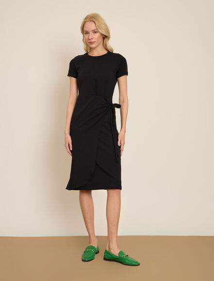 BGN WORKSHOP - BISIKLET YAKA YARIM KOLLU MIDI PAMUKLU ELBISE