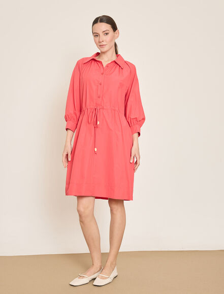 BGN WORKSHOP - BUZGU DETAYLI PAMUK KARISIM KISA ELBISE