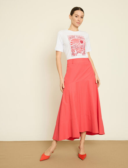 BGN WORKSHOP - CEP DETAYLI KEMERLI PAMUK KARISIM MIDI VOLAN ETEK