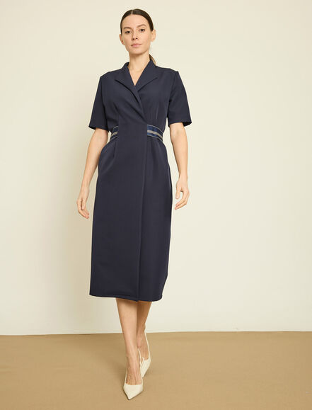 BGN WORKSHOP - CIZGILI LASTIK DETAYLI KRUVAZE ELBISE