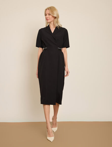 BGN WORKSHOP - CIZGILI LASTIK DETAYLI KRUVAZE ELBISE