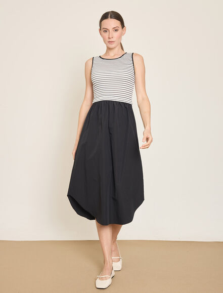 BGN WORKSHOP - CIZGILI ORME KOMBINLI PAMUK KARISIM ELBISE