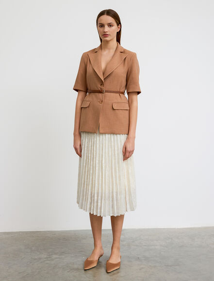 BGN WORKSHOP - Deri Kemerli Kısa Kollu Viskon Karışımlı Ceket