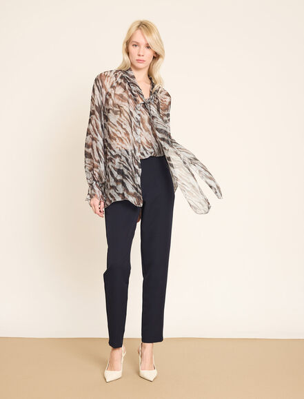 BGN WORKSHOP - Desenli Rahat Kesim İpek Bluz