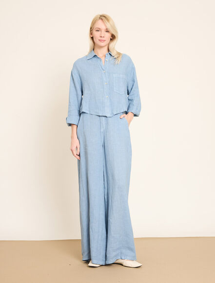 BGN WORKSHOP - Düğme ve Cep Detaylı Keten Gömlek