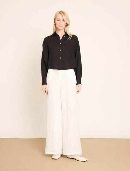 BGN WORKSHOP - Düğme ve Cep Detaylı Keten Gömlek