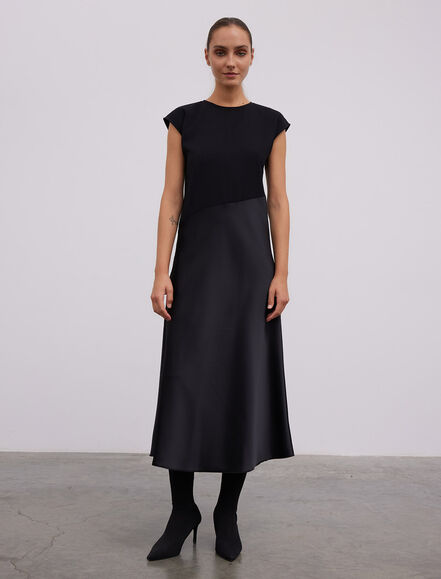 BGN WORKSHOP - DUSUK KOL VEREV KESIM SATEN ELBISE