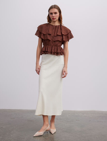 BGN WORKSHOP - Fırfır Yaka Brode Nakışlı Bluz