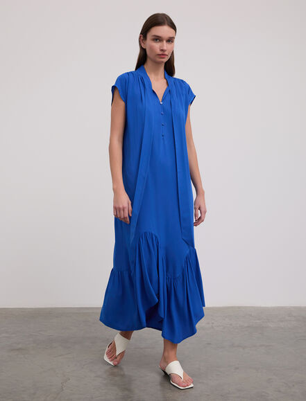 BGN WORKSHOP - Fular Yaka Asimetrik Kesimli Viskon Elbise