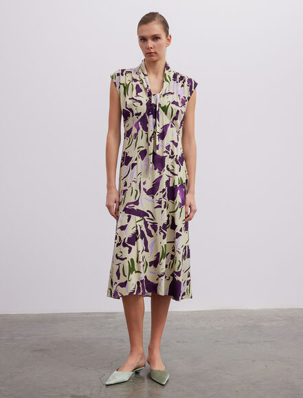 BGN WORKSHOP - Fular Yakalı Baskı Desenli Viskon Elbise