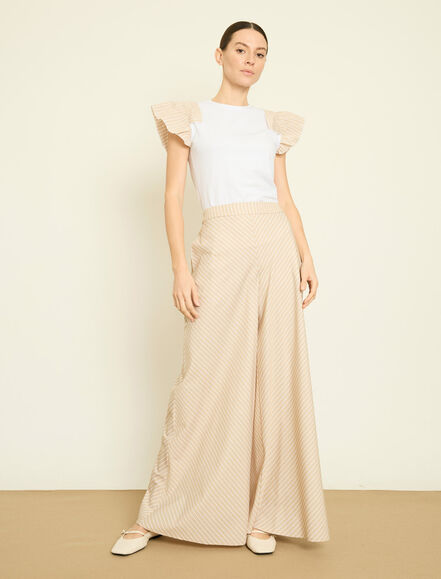 BGN WORKSHOP - GENIS PACA VEREV CIZGILI POPLIN PANTOLON