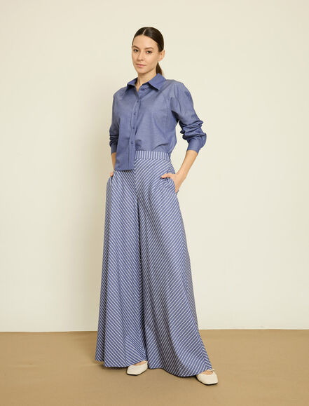 BGN WORKSHOP - GENIS PACA VEREV CIZGILI POPLIN PANTOLON