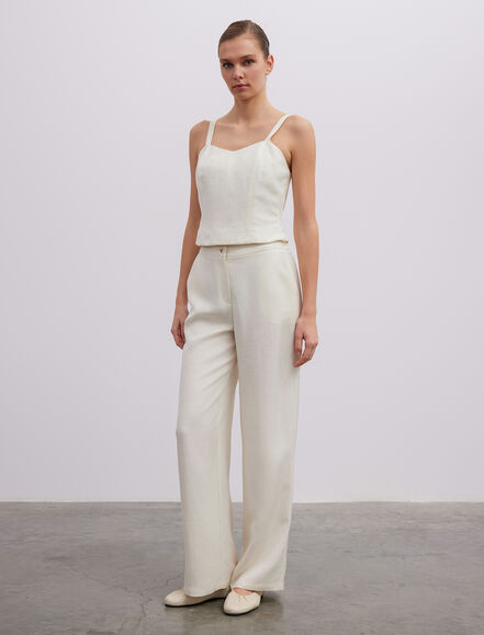 BGN WORKSHOP - Geniş Paça Viskon Keten Pantolon