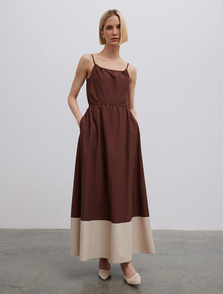 BGN WORKSHOP - İki Renkli Pamuk Maxi Boy Etek