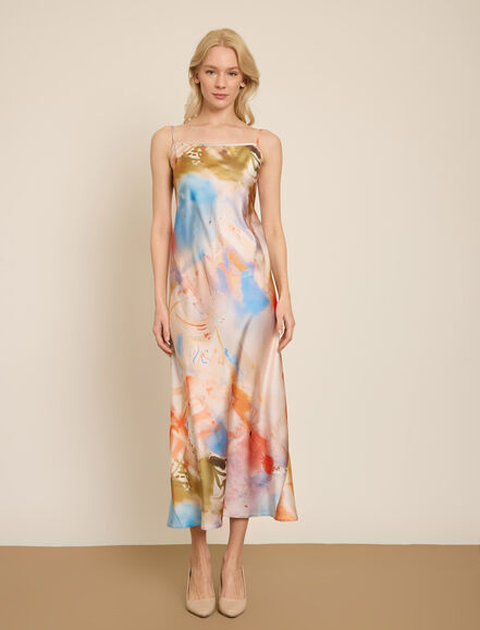 BGN WORKSHOP - IP ASKILI SATEN MIDI SATEN ELBISE