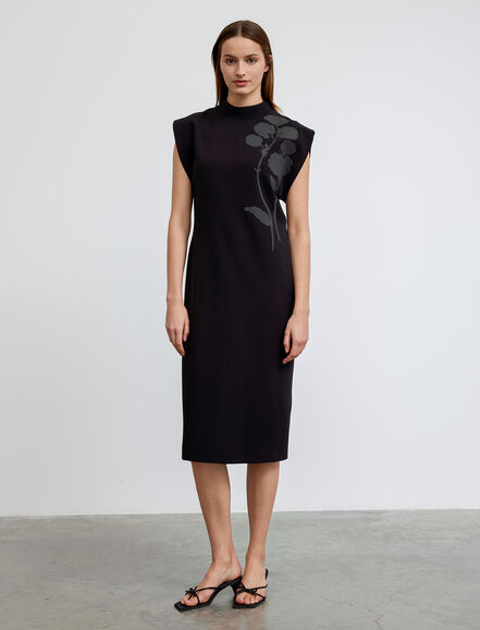 BGN WORKSHOP - Kabartma Baskılı Viskon Midi Boy Elbise