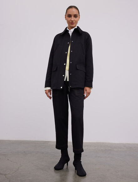 BGN WORKSHOP - KADIFE GARNILI FERMUARLI KISA TRENCHCOAT